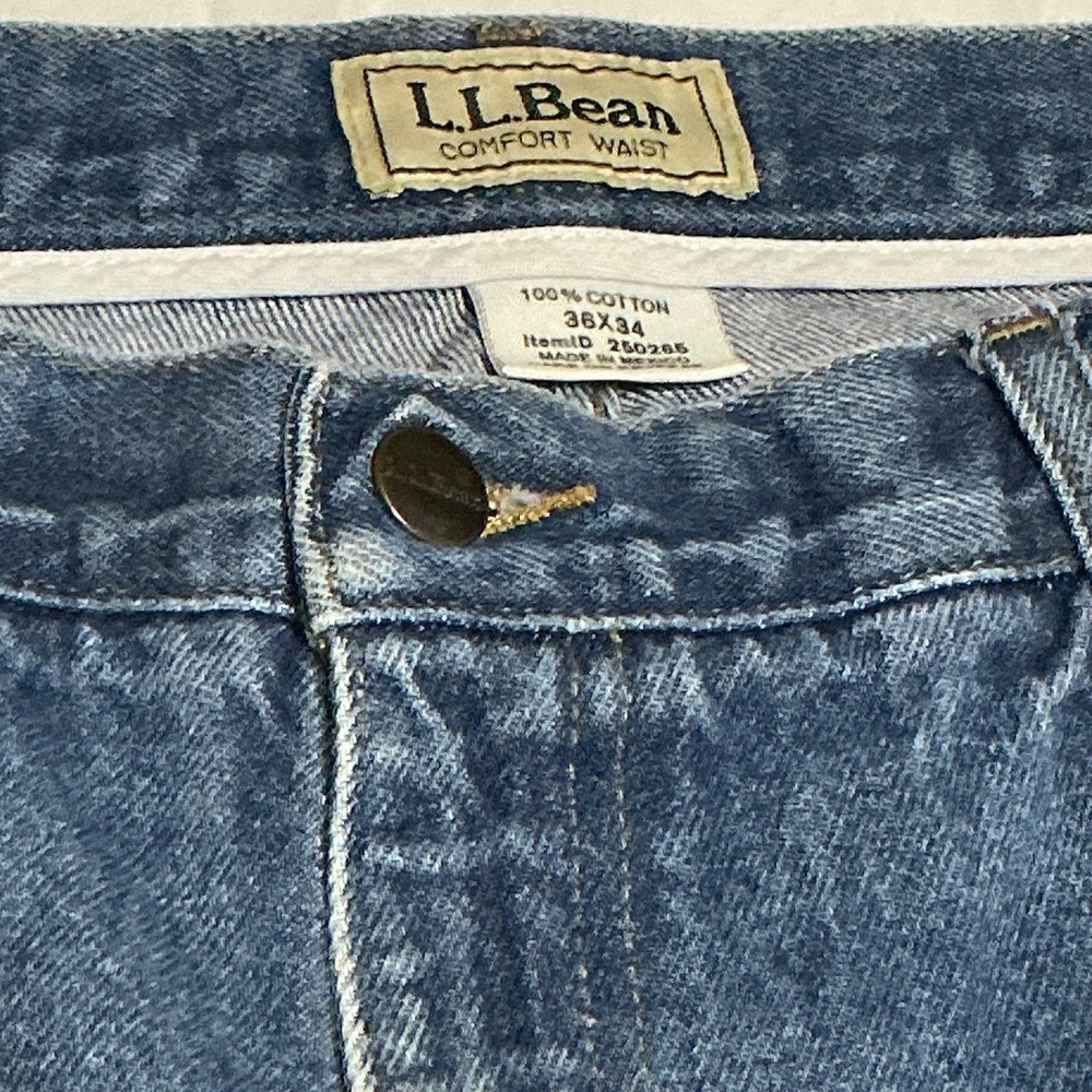 LL Bean Mens Jeans Comfort Waist 36x34 Blue Denim 100% Cotton - Picture 3 of 13